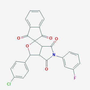molecular formula C26H15ClFNO5 B412684 1-(4-chlorophenyl)-5-(3-fluorophenyl)spiro[3a,6a-dihydro-1H-furo[3,4-c]pyrrole-3,2'-indene]-1',3',4,6-tetrone CAS No. 327099-22-9