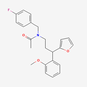 molecular formula C23H24FNO3 B4126840 N-[(4-fluorophenyl)methyl]-N-[3-(furan-2-yl)-3-(2-methoxyphenyl)propyl]acetamide 