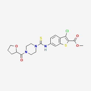 molecular formula C20H22ClN3O4S2 B4126848 Methyl 3-chloro-6-({[4-(tetrahydrofuran-2-ylcarbonyl)piperazin-1-yl]carbonothioyl}amino)-1-benzothiophene-2-carboxylate 