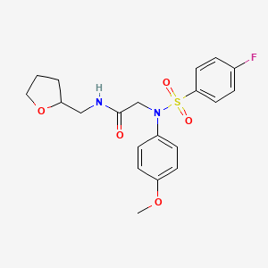 molecular formula C20H23FN2O5S B4126849 2-[N-(4-methoxyphenyl)-4-fluorobenzenesulfonamido]-N-(oxolan-2-ylmethyl)acetamide 