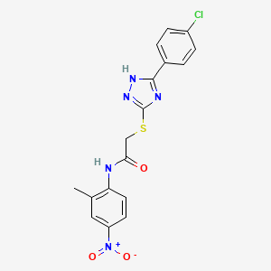 molecular formula C17H14ClN5O3S B4126855 2-{[5-(4-chlorophenyl)-4H-1,2,4-triazol-3-yl]sulfanyl}-N-(2-methyl-4-nitrophenyl)acetamide 