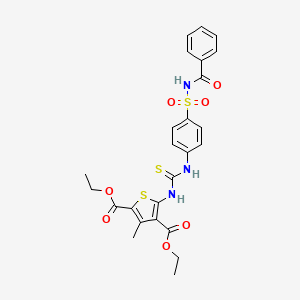 molecular formula C25H25N3O7S3 B4126875 diethyl 5-{[({4-[(benzoylamino)sulfonyl]phenyl}amino)carbonothioyl]amino}-3-methyl-2,4-thiophenedicarboxylate 