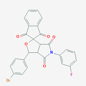 molecular formula C26H15BrFNO5 B412688 1-(4-bromophenyl)-5-(3-fluorophenyl)spiro[3a,6a-dihydro-1H-furo[3,4-c]pyrrole-3,2'-indene]-1',3',4,6-tetrone CAS No. 327097-51-8
