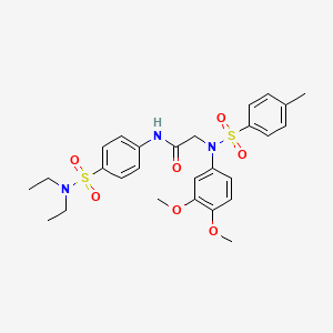 molecular formula C27H33N3O7S2 B4126892 N~1~-{4-[(diethylamino)sulfonyl]phenyl}-N~2~-(3,4-dimethoxyphenyl)-N~2~-[(4-methylphenyl)sulfonyl]glycinamide 