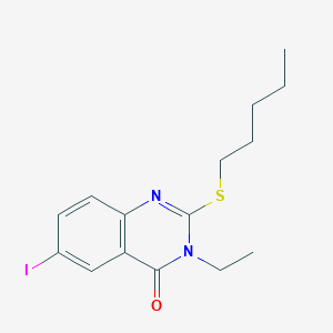 molecular formula C15H19IN2OS B4126960 3-ethyl-6-iodo-2-(pentylsulfanyl)quinazolin-4(3H)-one CAS No. 4485-79-4