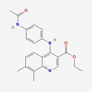 molecular formula C22H23N3O3 B4126996 ethyl 4-{[4-(acetylamino)phenyl]amino}-7,8-dimethyl-3-quinolinecarboxylate 