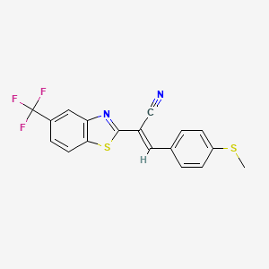 molecular formula C18H11F3N2S2 B4127021 3-[4-(methylthio)phenyl]-2-[5-(trifluoromethyl)-1,3-benzothiazol-2-yl]acrylonitrile 