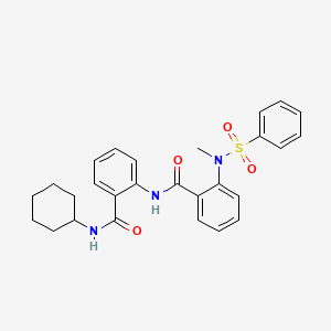 molecular formula C27H29N3O4S B4127101 N-{2-[(cyclohexylamino)carbonyl]phenyl}-2-[methyl(phenylsulfonyl)amino]benzamide 