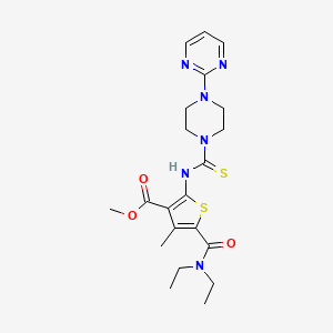 molecular formula C21H28N6O3S2 B4127145 methyl 5-[(diethylamino)carbonyl]-4-methyl-2-({[4-(2-pyrimidinyl)-1-piperazinyl]carbonothioyl}amino)-3-thiophenecarboxylate 