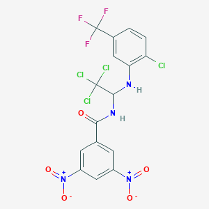 molecular formula C16H9Cl4F3N4O5 B412717 3,5-bisnitro-N-{2,2,2-trichloro-1-[2-chloro-5-(trifluoromethyl)anilino]ethyl}benzamide 