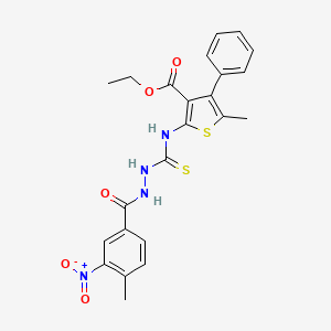 molecular formula C23H22N4O5S2 B4127178 ethyl 5-methyl-2-({[2-(4-methyl-3-nitrobenzoyl)hydrazino]carbonothioyl}amino)-4-phenyl-3-thiophenecarboxylate 