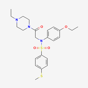 molecular formula C23H31N3O4S2 B4127203 N-(4-ethoxyphenyl)-N-[2-(4-ethyl-1-piperazinyl)-2-oxoethyl]-4-(methylthio)benzenesulfonamide 