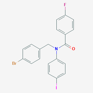 molecular formula C20H14BrFINO B412723 N-[(4-bromophenyl)methyl]-4-fluoro-N-(4-iodophenyl)benzamide 