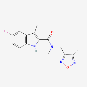 molecular formula C15H15FN4O2 B4127250 5-fluoro-N,3-dimethyl-N-[(4-methyl-1,2,5-oxadiazol-3-yl)methyl]-1H-indole-2-carboxamide 