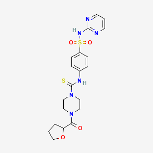 molecular formula C20H24N6O4S2 B4127256 N-[4-(pyrimidin-2-ylsulfamoyl)phenyl]-4-(tetrahydrofuran-2-ylcarbonyl)piperazine-1-carbothioamide 