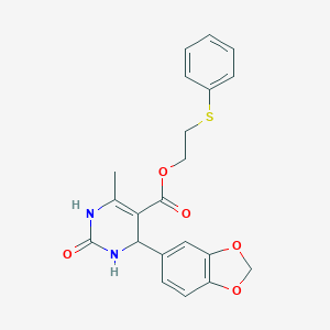 molecular formula C21H20N2O5S B412733 2-(Phenylsulfanyl)ethyl 4-(1,3-benzodioxol-5-yl)-6-methyl-2-oxo-1,2,3,4-tetrahydropyrimidine-5-carboxylate 