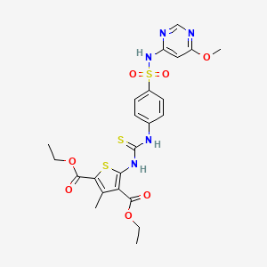 molecular formula C23H25N5O7S3 B4127374 diethyl 5-({[(4-{[(6-methoxy-4-pyrimidinyl)amino]sulfonyl}phenyl)amino]carbonothioyl}amino)-3-methyl-2,4-thiophenedicarboxylate 