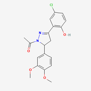 2-[1-acetyl-5-(3,4-dimethoxyphenyl)-4,5-dihydro-1H-pyrazol-3-yl]-4-chlorophenol