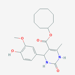 molecular formula C21H28N2O5 B412740 Cyclooctyl 4-(4-hydroxy-3-methoxyphenyl)-6-methyl-2-oxo-1,2,3,4-tetrahydropyrimidine-5-carboxylate 