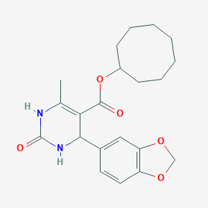 molecular formula C21H26N2O5 B412741 Cyclooctyl 4-(1,3-benzodioxol-5-yl)-6-methyl-2-oxo-1,2,3,4-tetrahydropyrimidine-5-carboxylate 