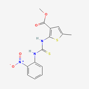 molecular formula C14H13N3O4S2 B4127417 methyl 5-methyl-2-({[(2-nitrophenyl)amino]carbonothioyl}amino)-3-thiophenecarboxylate 