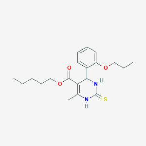 molecular formula C20H28N2O3S B412745 Pentyl 6-methyl-4-[2-(propyloxy)phenyl]-2-thioxo-1,2,3,4-tetrahydropyrimidine-5-carboxylate 