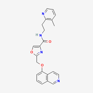 molecular formula C22H20N4O3 B4127464 2-[(5-isoquinolinyloxy)methyl]-N-[2-(3-methyl-2-pyridinyl)ethyl]-1,3-oxazole-4-carboxamide 