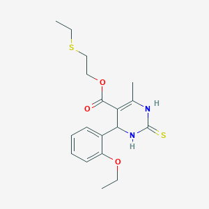 molecular formula C18H24N2O3S2 B412750 2-(Ethylsulfanyl)ethyl 4-(2-ethoxyphenyl)-6-methyl-2-thioxo-1,2,3,4-tetrahydro-5-pyrimidinecarboxylate 