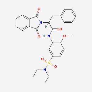 molecular formula C28H29N3O6S B4127502 N-{5-[(diethylamino)sulfonyl]-2-methoxyphenyl}-2-(1,3-dioxo-1,3-dihydro-2H-isoindol-2-yl)-3-phenylpropanamide 