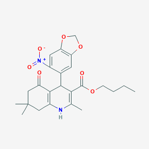 molecular formula C24H28N2O7 B412751 Butyl 2,7,7-trimethyl-4-(6-nitro-1,3-benzodioxol-5-yl)-5-oxo-1,4,5,6,7,8-hexahydroquinoline-3-carboxylate 