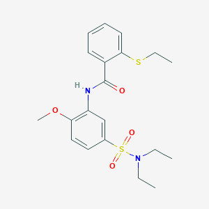 molecular formula C20H26N2O4S2 B4127515 N-[5-(diethylsulfamoyl)-2-methoxyphenyl]-2-(ethylsulfanyl)benzamide 