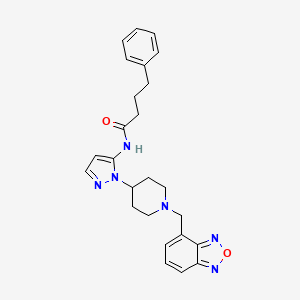 molecular formula C25H28N6O2 B4127521 N-{1-[1-(2,1,3-benzoxadiazol-4-ylmethyl)-4-piperidinyl]-1H-pyrazol-5-yl}-4-phenylbutanamide 