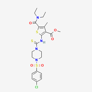 molecular formula C23H29ClN4O5S3 B4127523 methyl 2-[({4-[(4-chlorophenyl)sulfonyl]-1-piperazinyl}carbonothioyl)amino]-5-[(diethylamino)carbonyl]-4-methyl-3-thiophenecarboxylate 