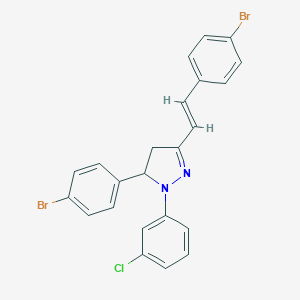 molecular formula C23H17Br2ClN2 B412758 5-(4-bromophenyl)-3-[2-(4-bromophenyl)vinyl]-1-(3-chlorophenyl)-4,5-dihydro-1H-pyrazole 
