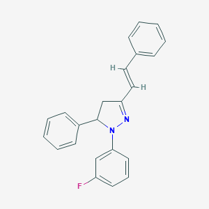 molecular formula C23H19FN2 B412761 1-(3-fluorophenyl)-5-phenyl-3-(2-phenylvinyl)-4,5-dihydro-1H-pyrazole 