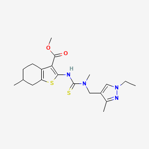 molecular formula C20H28N4O2S2 B4127616 methyl 2-({[[(1-ethyl-3-methyl-1H-pyrazol-4-yl)methyl](methyl)amino]carbonothioyl}amino)-6-methyl-4,5,6,7-tetrahydro-1-benzothiophene-3-carboxylate 
