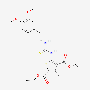 molecular formula C22H28N2O6S2 B4127617 diethyl 5-[({[2-(3,4-dimethoxyphenyl)ethyl]amino}carbonothioyl)amino]-3-methyl-2,4-thiophenedicarboxylate 