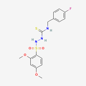 molecular formula C16H18FN3O4S2 B4127658 2-[(2,4-dimethoxyphenyl)sulfonyl]-N-(4-fluorobenzyl)hydrazinecarbothioamide 