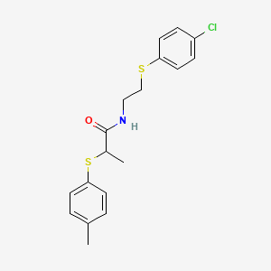molecular formula C18H20ClNOS2 B4127659 N-{2-[(4-chlorophenyl)thio]ethyl}-2-[(4-methylphenyl)thio]propanamide 