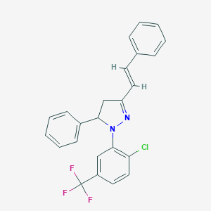 2-[2-chloro-5-(trifluoromethyl)phenyl]-3-phenyl-5-[(E)-2-phenylethenyl]-3,4-dihydropyrazole
