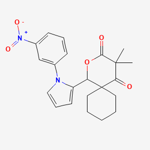 molecular formula C22H24N2O5 B4127755 4,4-dimethyl-1-[1-(3-nitrophenyl)-1H-pyrrol-2-yl]-2-oxaspiro[5.5]undecane-3,5-dione 