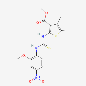 molecular formula C16H17N3O5S2 B4127756 methyl 2-({[(2-methoxy-4-nitrophenyl)amino]carbonothioyl}amino)-4,5-dimethyl-3-thiophenecarboxylate 