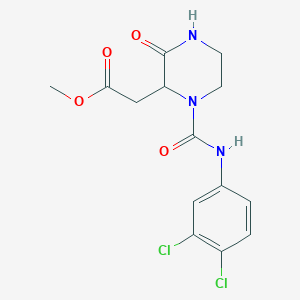 molecular formula C14H15Cl2N3O4 B4127786 methyl (1-{[(3,4-dichlorophenyl)amino]carbonyl}-3-oxo-2-piperazinyl)acetate 
