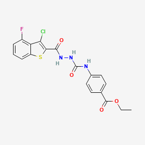 molecular formula C19H15ClFN3O4S B4127812 ethyl 4-[({2-[(3-chloro-4-fluoro-1-benzothien-2-yl)carbonyl]hydrazino}carbonyl)amino]benzoate 