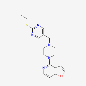 molecular formula C19H23N5OS B4127821 4-(4-{[2-(propylthio)pyrimidin-5-yl]methyl}piperazin-1-yl)furo[3,2-c]pyridine 