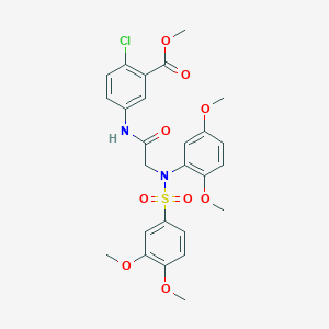 molecular formula C26H27ClN2O9S B4127828 methyl 2-chloro-5-({N-(2,5-dimethoxyphenyl)-N-[(3,4-dimethoxyphenyl)sulfonyl]glycyl}amino)benzoate 