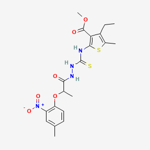 molecular formula C20H24N4O6S2 B4127837 methyl 4-ethyl-5-methyl-2-[({2-[2-(4-methyl-2-nitrophenoxy)propanoyl]hydrazino}carbonothioyl)amino]-3-thiophenecarboxylate 