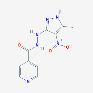 molecular formula C10H10N6O3 B412785 N'-{4-nitro-3-methyl-1H-pyrazol-5-yl}isonicotinohydrazide 