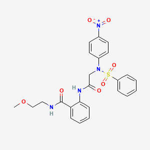 molecular formula C24H24N4O7S B4127898 N-(2-methoxyethyl)-2-{[N-(4-nitrophenyl)-N-(phenylsulfonyl)glycyl]amino}benzamide 
