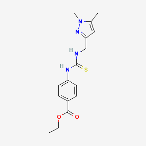 molecular formula C16H20N4O2S B4127927 ethyl 4-[({[(1,5-dimethyl-1H-pyrazol-3-yl)methyl]amino}carbonothioyl)amino]benzoate 